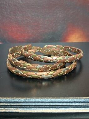 Nepal Tibet Silver Copper Brass Cuff Bracelets Set of 3 Pattern 4